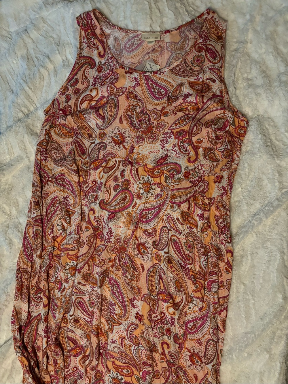 Loralette Dress in a Peachy Pink Paisley print, size 22/24 NWT
